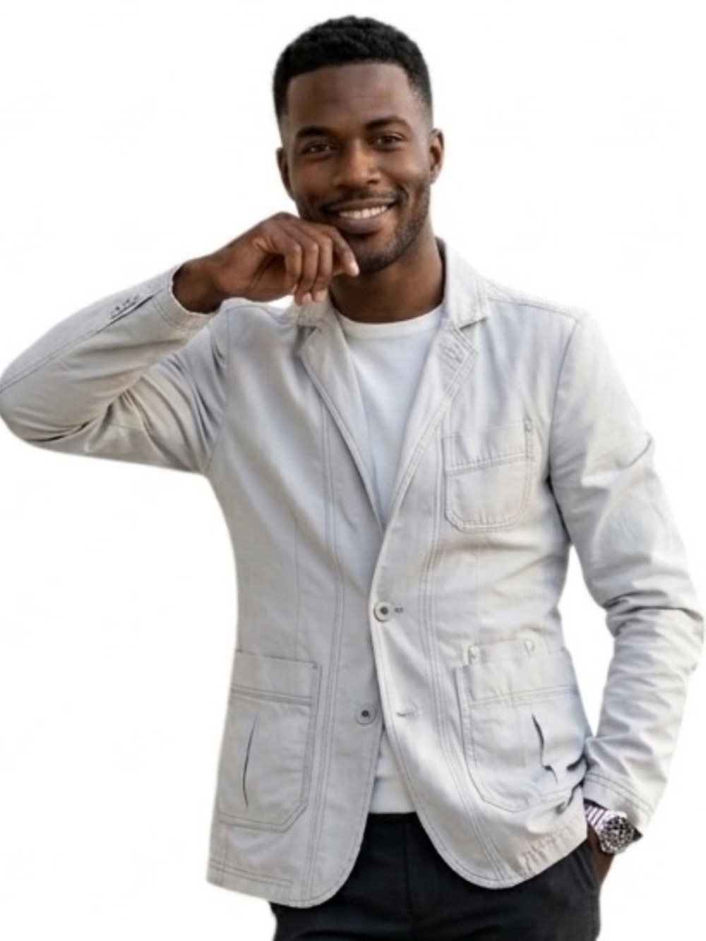 Men's Light Gray Blazer by Jules — Size S